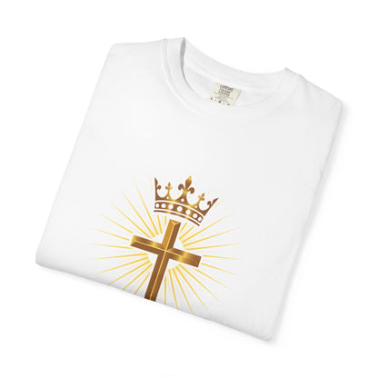 Christian Cross & Crown T-Shirt — "Seek First the Kingdom" Faith Tee