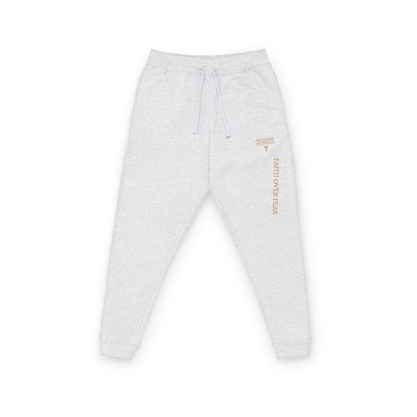 Embroidered Gold Script Joggers — Casual Fleece Sweatpants for Everyday Wear
