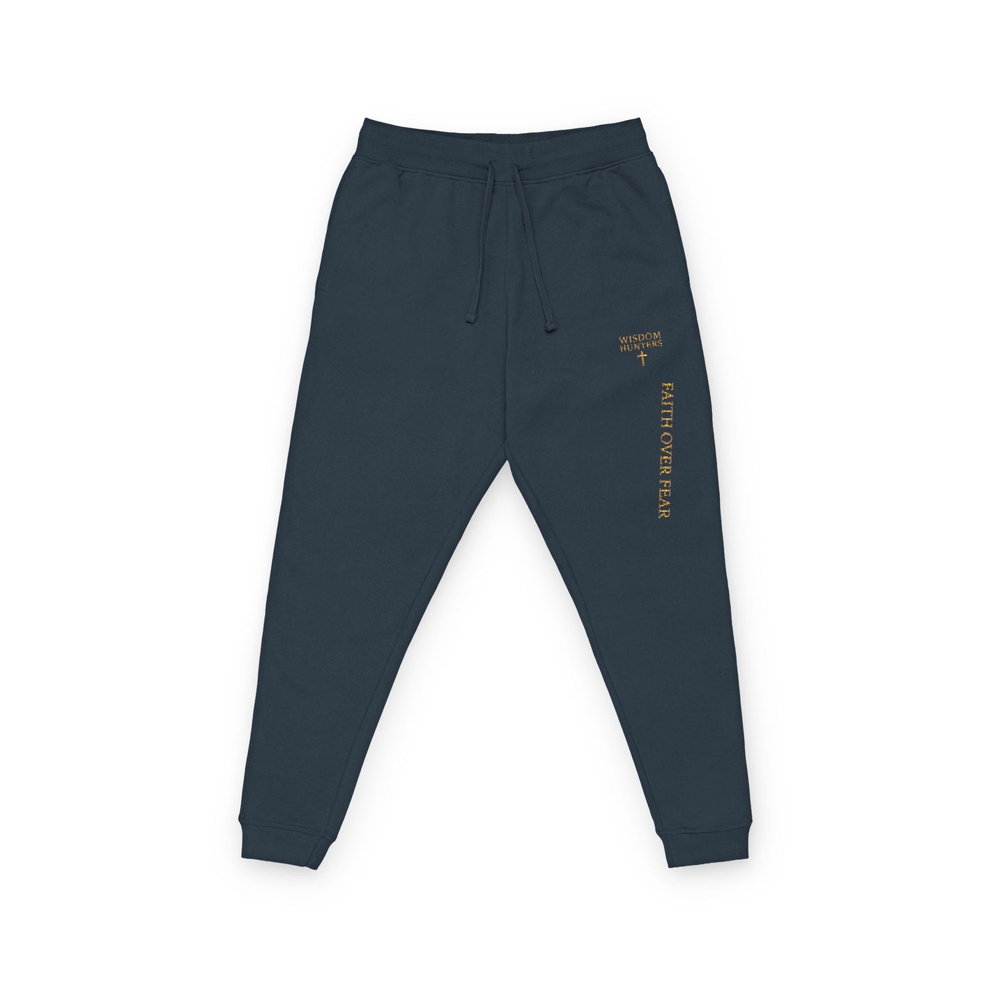 Embroidered Gold Script Joggers — Casual Fleece Sweatpants for Everyday Wear