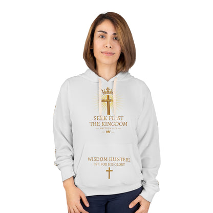 Wisdom Hunters Hoodie — "Seek First the Kingdom" Christian Lion Cross Pullover