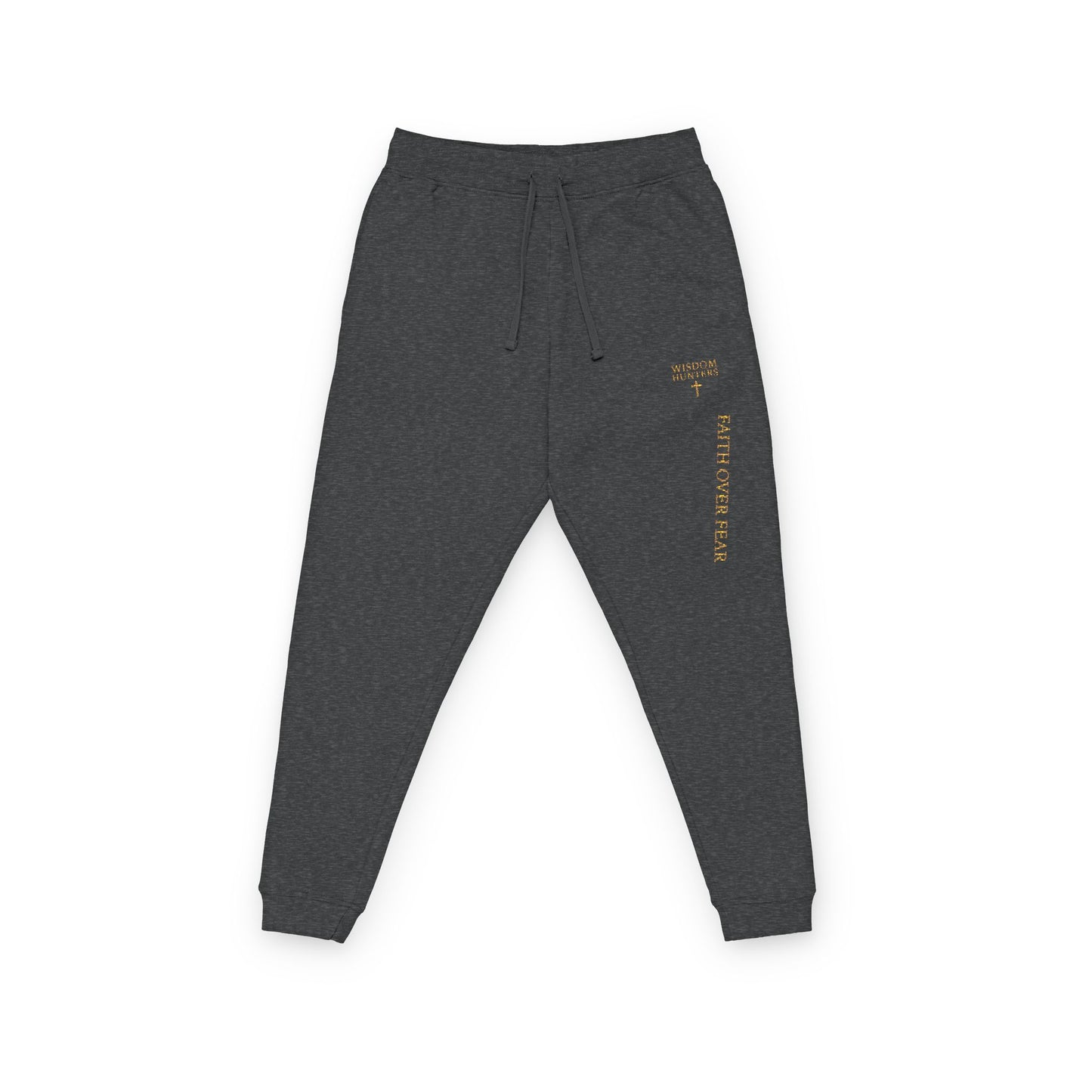Embroidered Gold Script Joggers — Casual Fleece Sweatpants for Everyday Wear